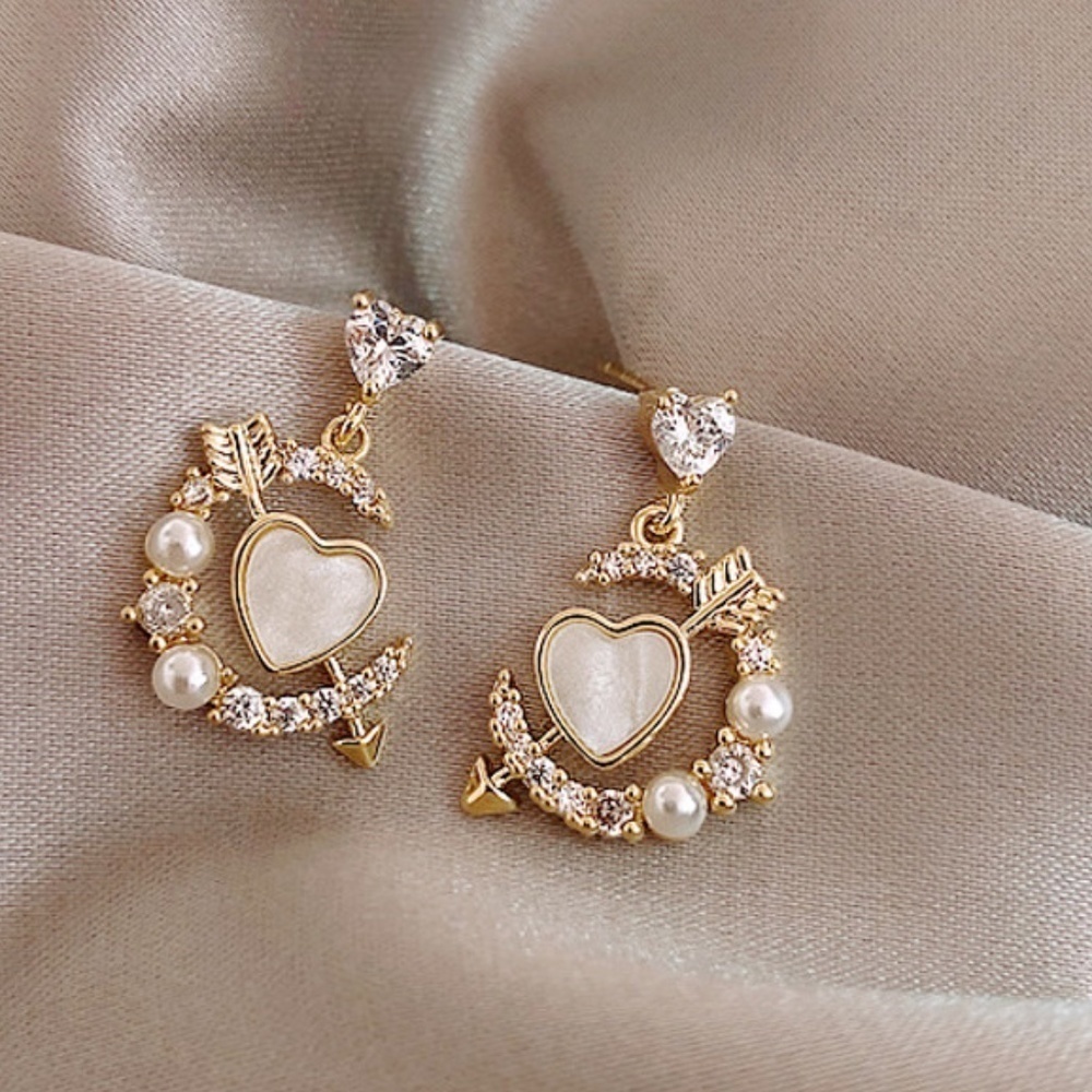 *CONCETTA* Gold x Zircon Fashion Heart Earrings